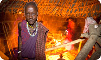 Massai boma at night